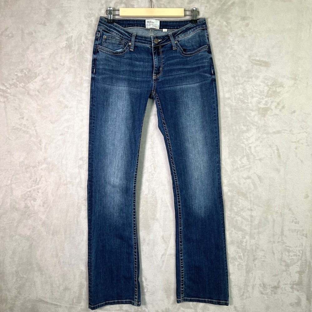 BKE Stella Bootcut Jeans Womens 29L Low Rise Dark Stretch 32.5" Inseam